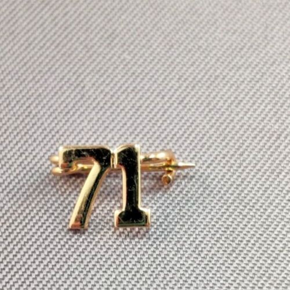 Number 71 Lapel Pin Gold Color Gold Tone Numerals